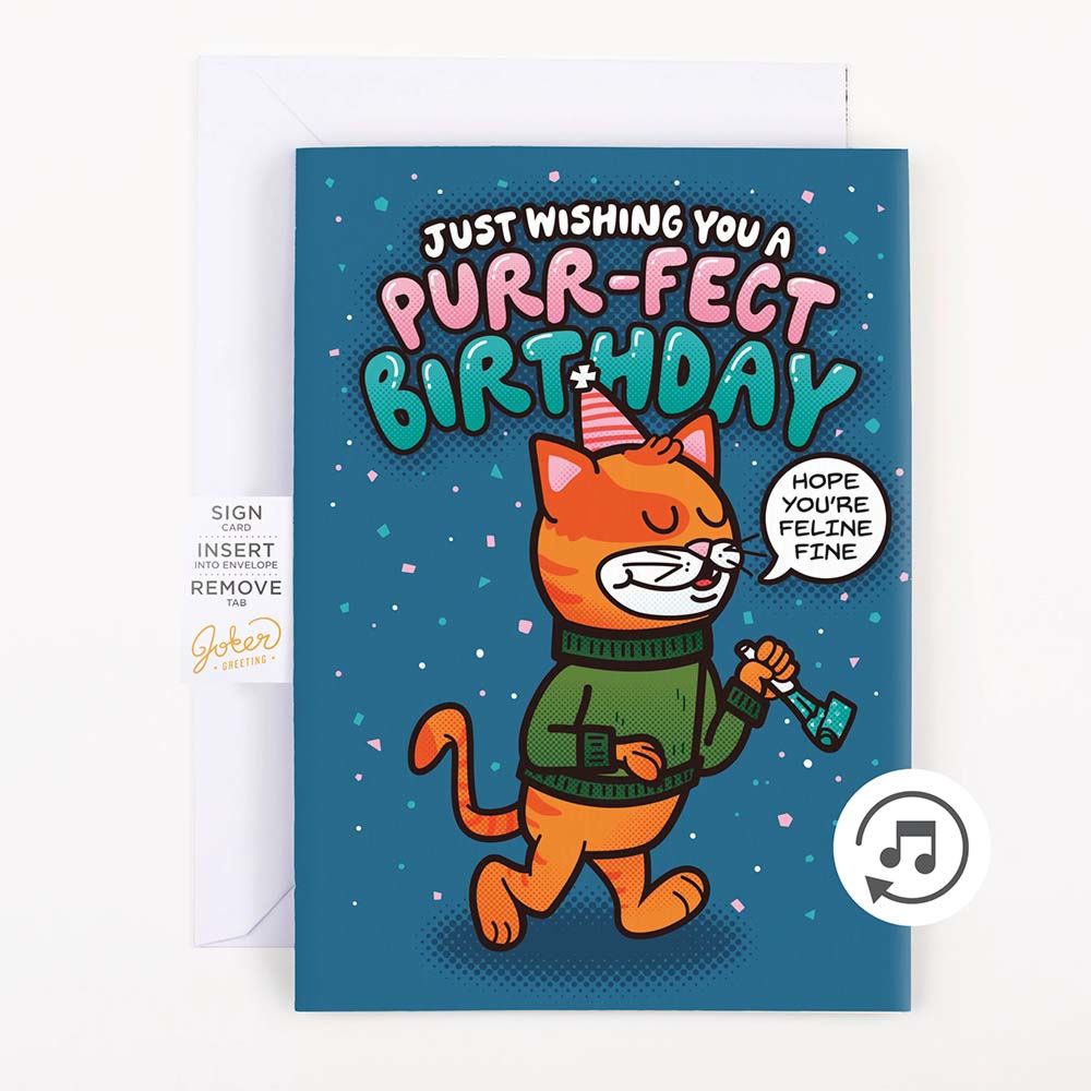 Endless Cool Cat Birthday Card with Glitter – Prank Card