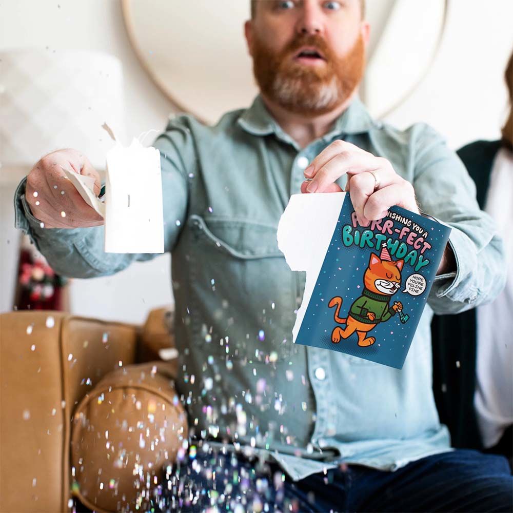 Endless Cool Cat Birthday Card with Glitter – Prank Card